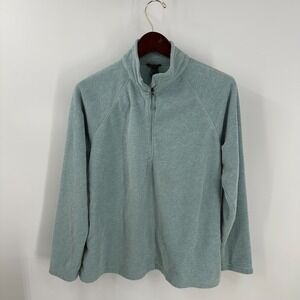Eddie Bauer Quest Fleece Raglan 1/4-Zip Pullover Sweatshirt Teal Blue Size L